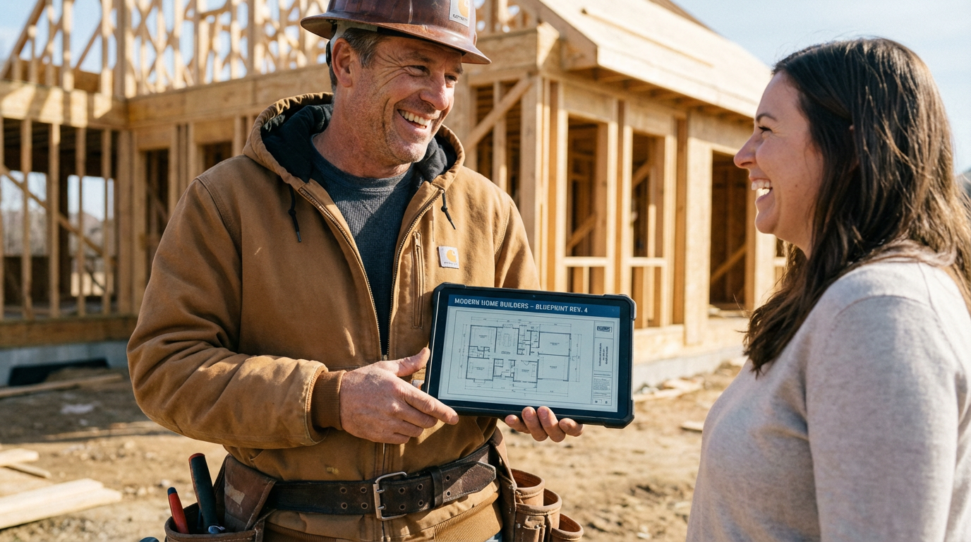 Artisan connecté sur chantier